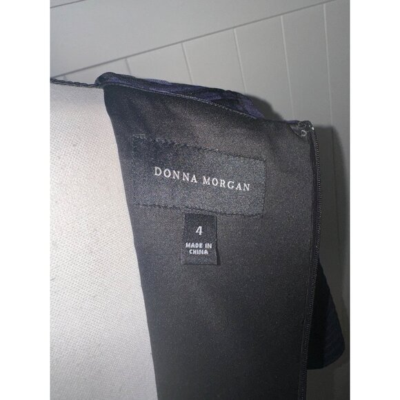 Donna Morgan Plum Purple/Black Fit and Flare 3/4 Sleeve Dress - Size 4 - Picture 3 of 4